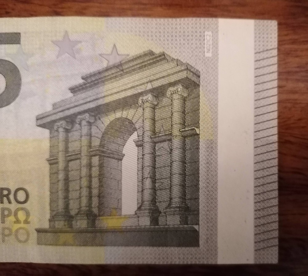 VERY RARE (2013) 5 EURO BANKNOTE ERROR AUSTRIA (C. LANGARD) MISSING SILVER STRIP