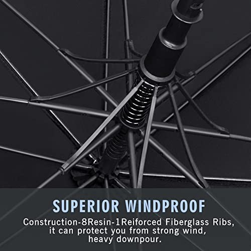 Golf Umbrella Windproof, Extra Large Oversized Heavy Duty Double 62 INCH Black