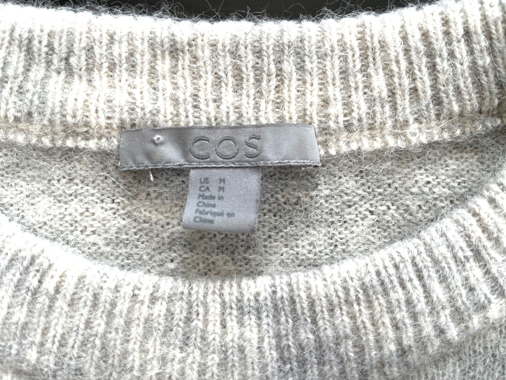 COS Embellished Pullover Sweater Alpaca Wool Blend Wms Sz M Gray/Beige EUC