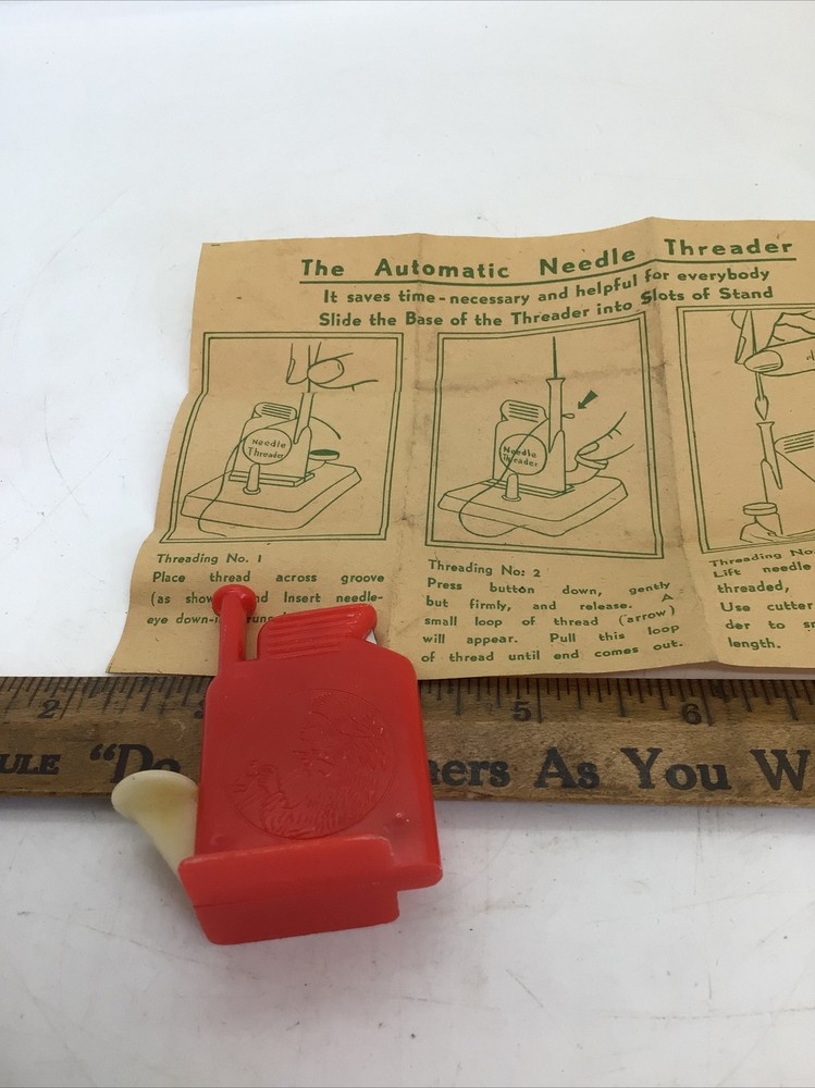 Vintage automatic needle threader and cutter With Original Manual Directions