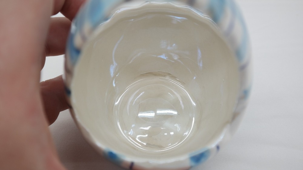 Ceramic Blue Plaid Easter Baskets Candy Dish Bowl VY