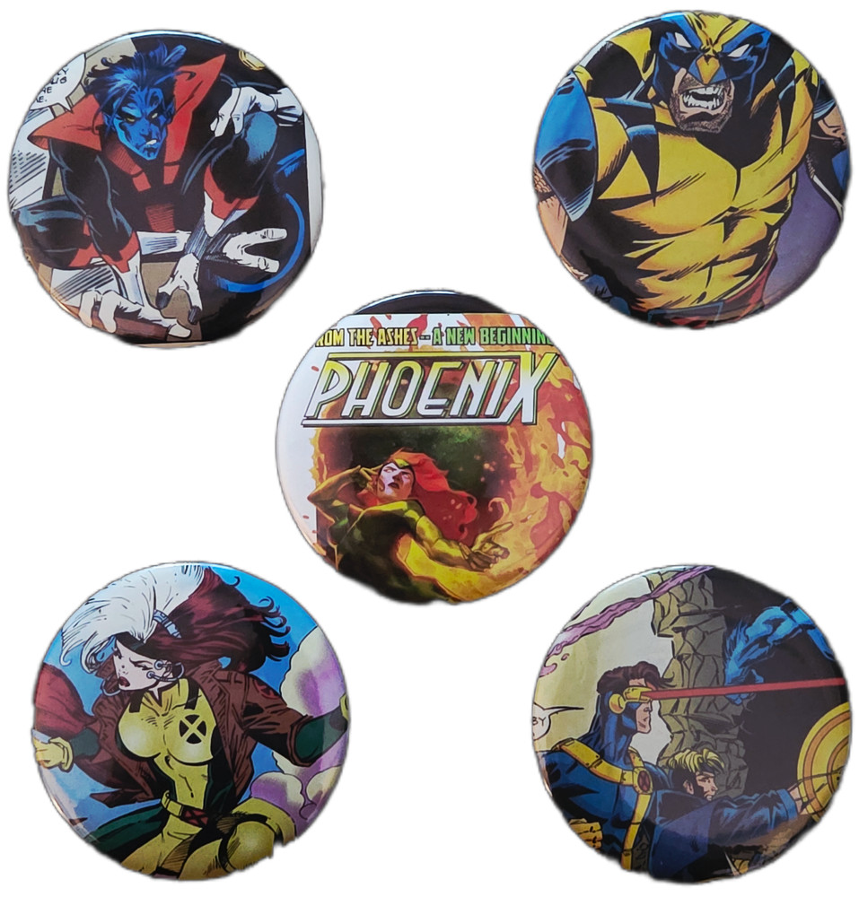 X-Men 3” Button Lot Wolverine Cyclops Rogue Phoenix Nightcrawler Pins Handmade