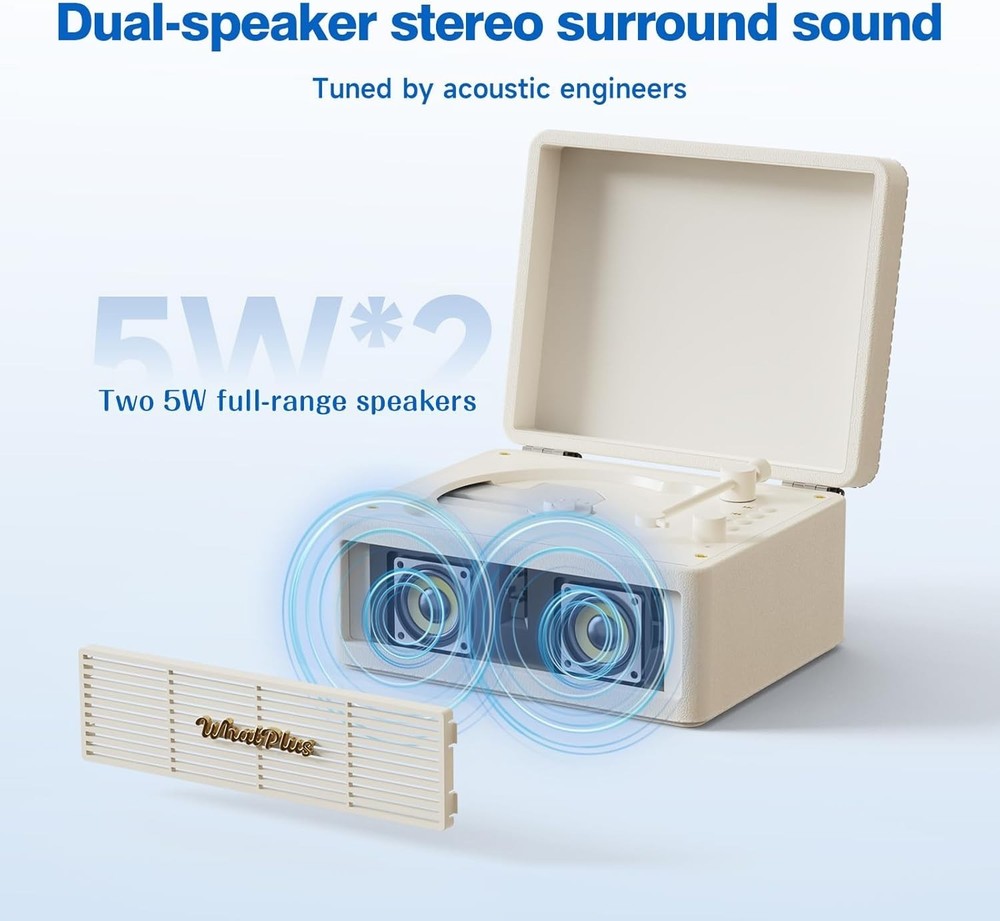 CD Player with Bluetooth Speaker, High-Fidelity Sound, App-Controlled, Magnetic