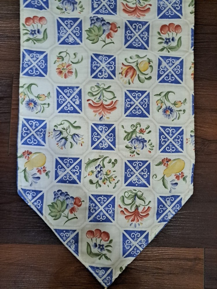 Fruit Pattern Reversible Table Runner With Tassels
