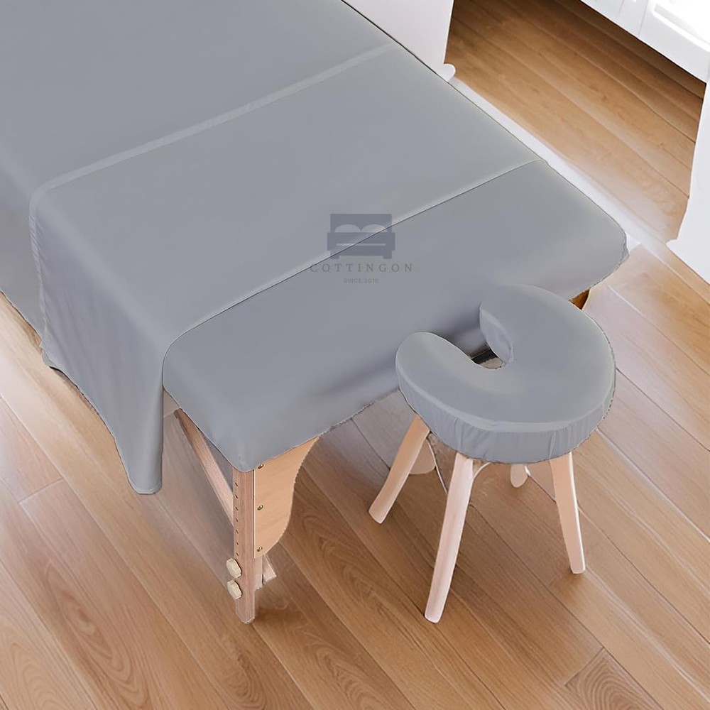 Massage Table Sheet Set 3PCS Microfiber Facial Bed Cover Grey
