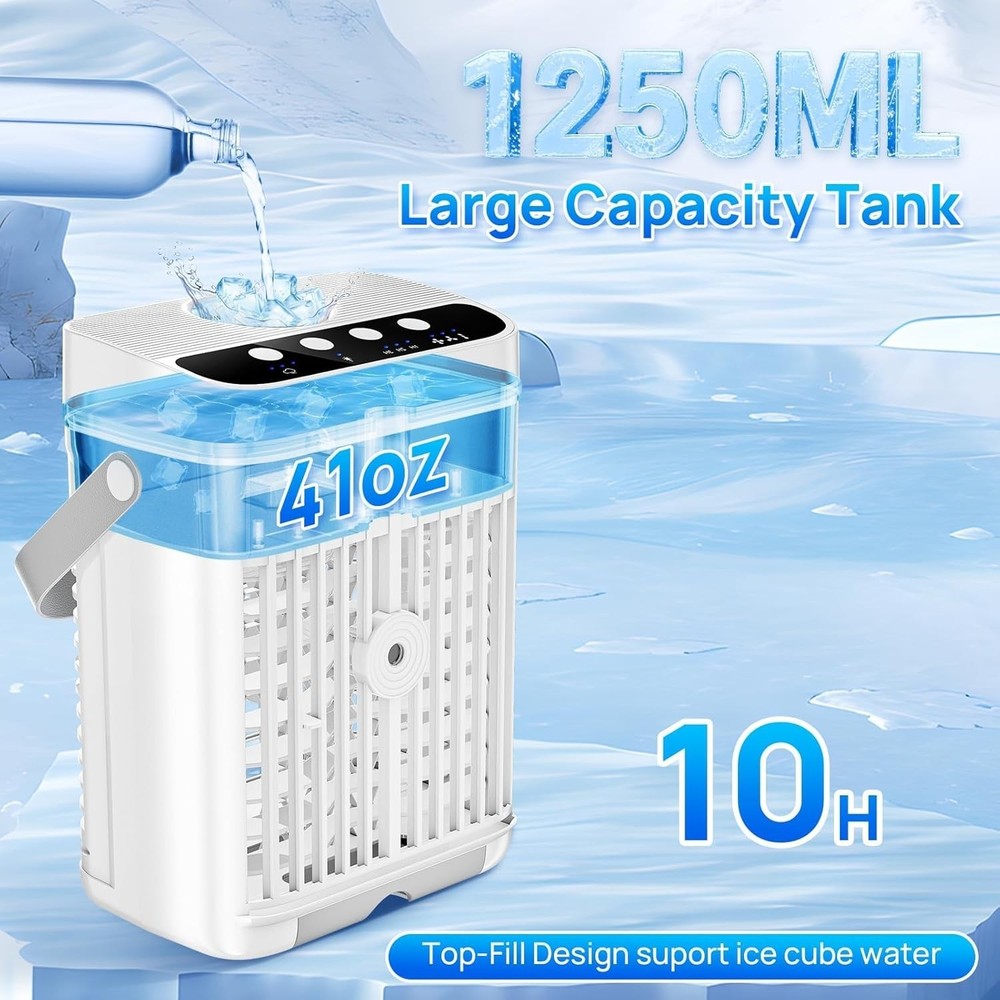 Personal AC Unit - Evaporative Cooling Fan with Adjustable Speeds & Timer