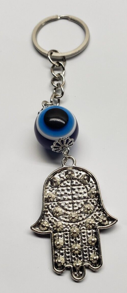 Evil Eye Palm Keychain Charm Hamsa Key Chain Ring - Blue