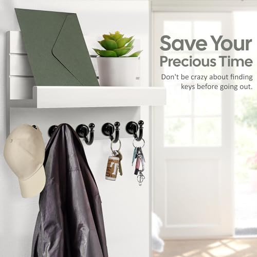 Key Holder for Wall: Easy Installation Mail Organizer Wall Mount Hanging White