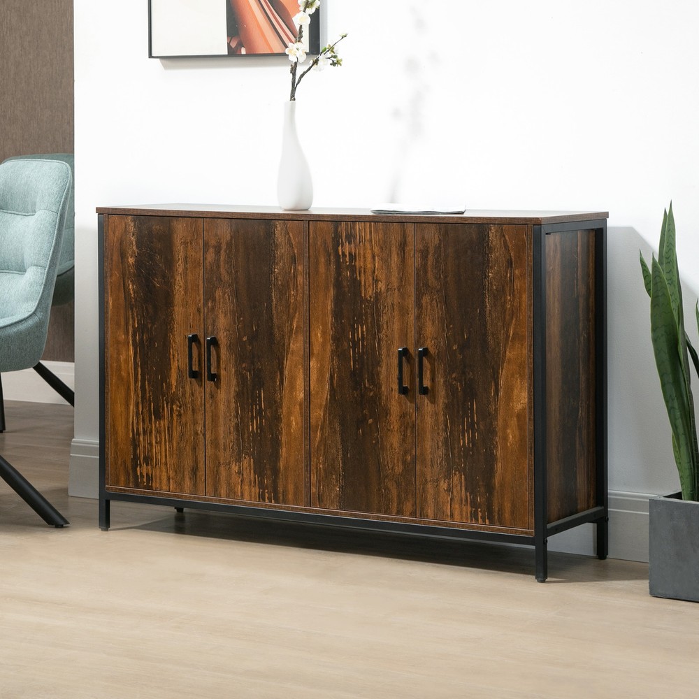 Industrial Sideboard Cabinet with Adjustable Shelves, Rustic Brown