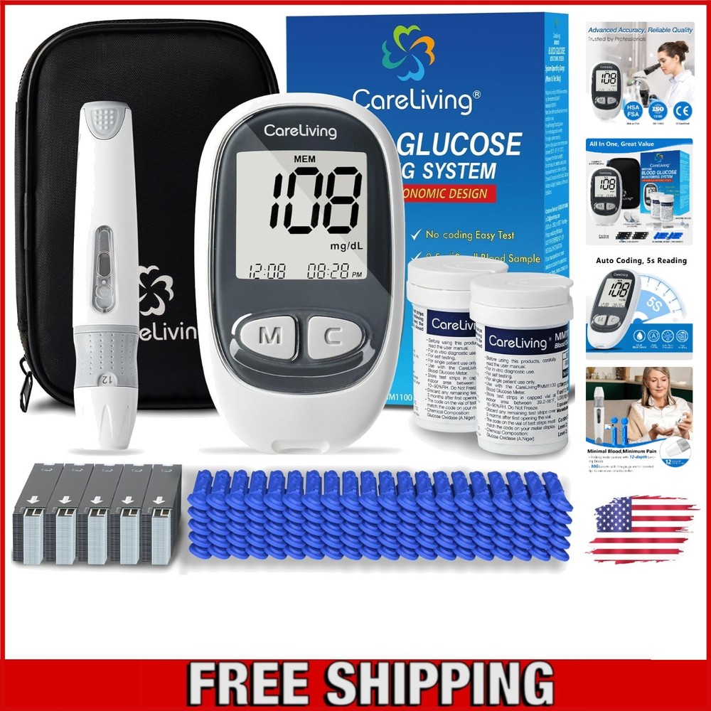 Comprehensive MM1100 Blood Sugar  Kit - 100 Strips, Lancets & Carrying Bag