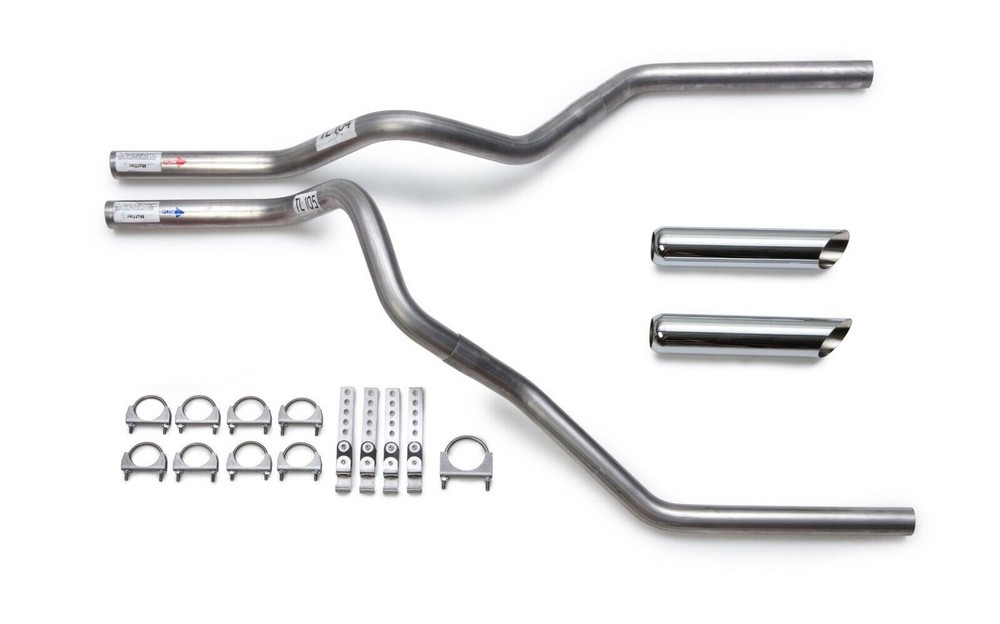 2009-2019 Chevy Silverado Aluminized Tail Pipe Only Dual Exhaust Kit Chrome Tips