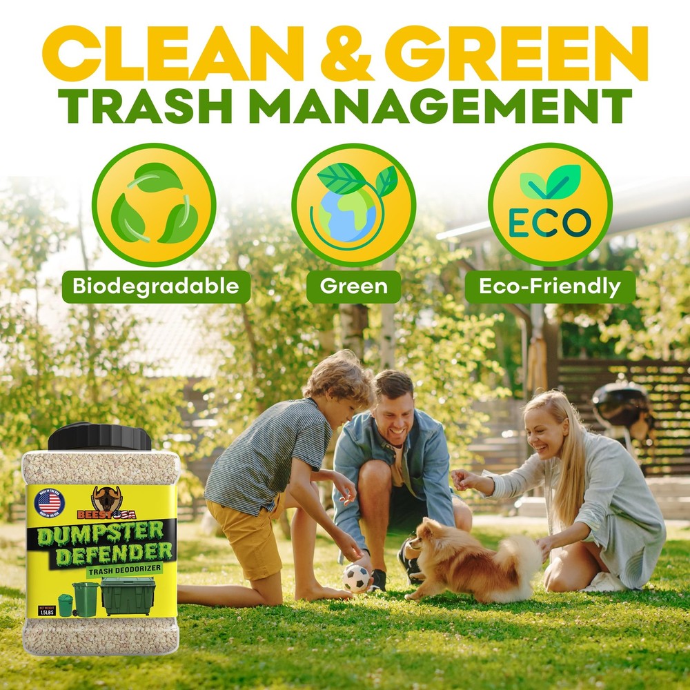 Dumpster Defender - 1.5lbs Outdoor Trash Can Deodorizer & Liquid Waste Absorb...