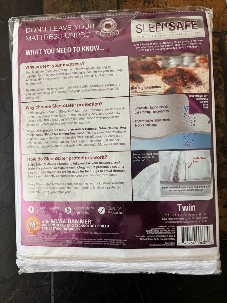 NWT Sleep Safe Premium Twin Size Anti-Bed Bug Mattress Protector