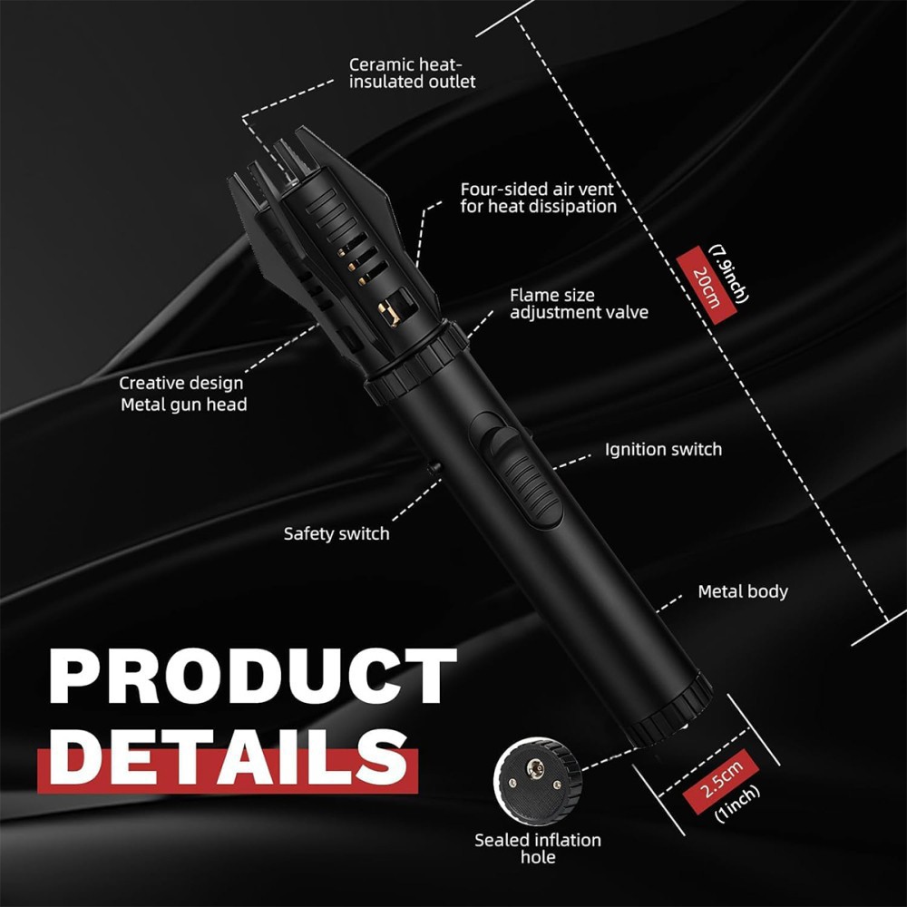 1X Jet Flame Lighter Refillable Storm Lighter Long Stick Lighter Windproof