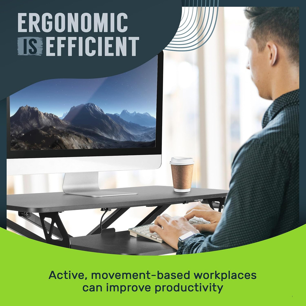 Techorbits Standing Desk Converter - 32 Inch Adjustable Sit to Stand up Workstat