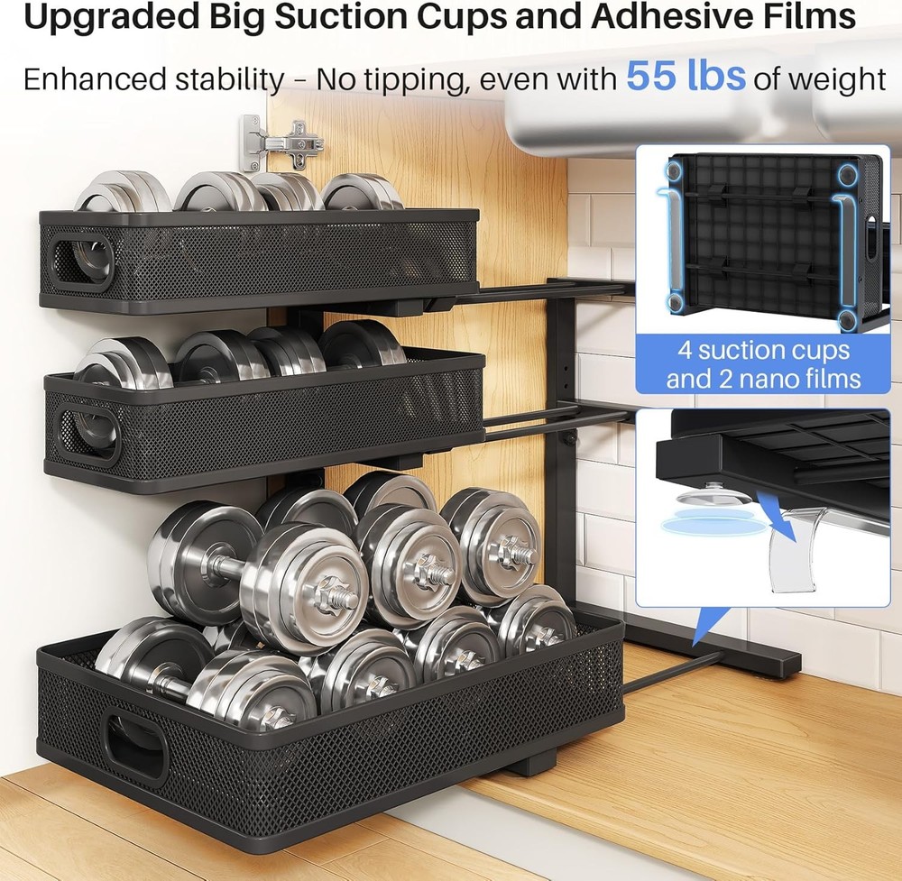 Under Sink Organizer 2-Pack 3-Tier Thickened Metal Pull out Cabinet Organizer