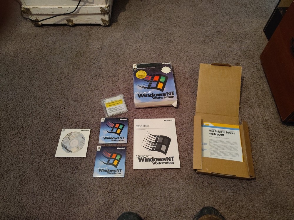 Microsoft Windows NT Workstation 4.0 CD Full Version w Key Retail Box Used!!