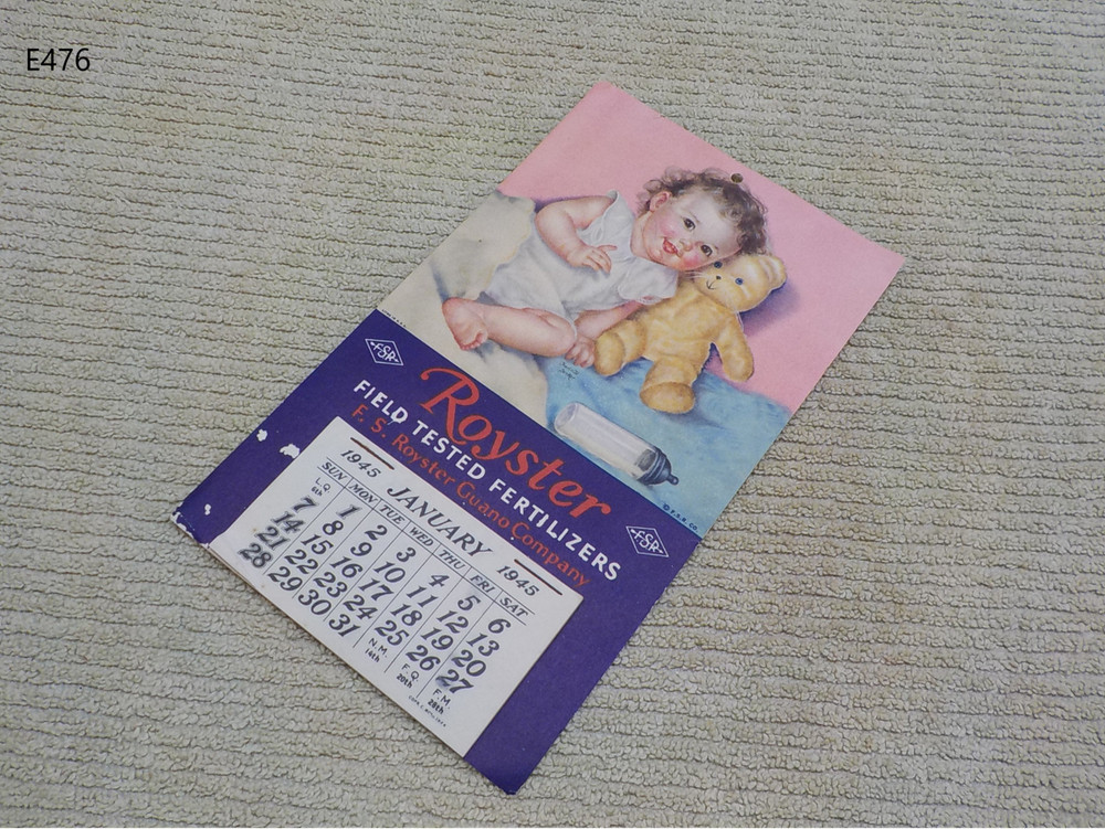 Vintage 1945 F.S. Royster Fertilizer Calendar