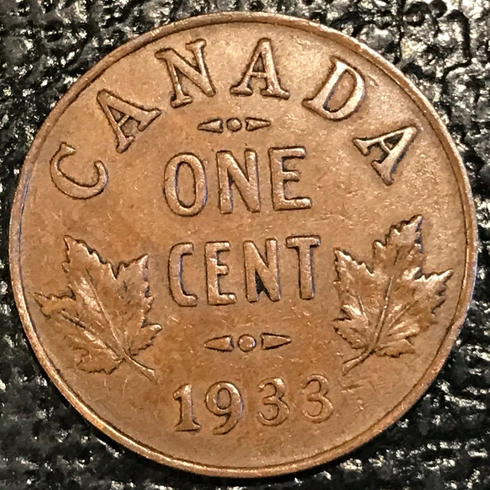 VERY FINE VF 1933 CANADA SMALL ONE 1 CENT COIN-MAR702