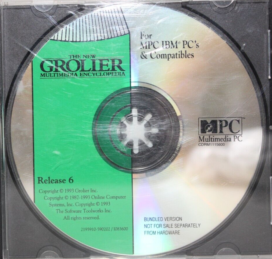NEW GROLIER MULTIMEDIA ENCYCLOPEDIA RELEASE 6 VINTAGE SOFTWARE IBM PC CD ROM 93