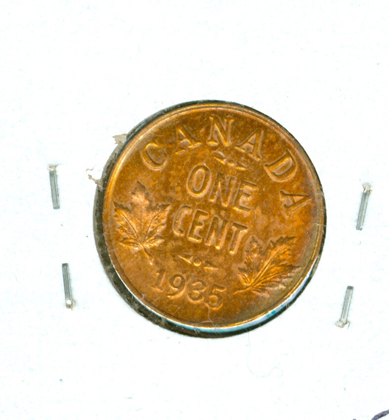 1935 CANADA CENT TOP GRADE GEM BU RED RAINBOW