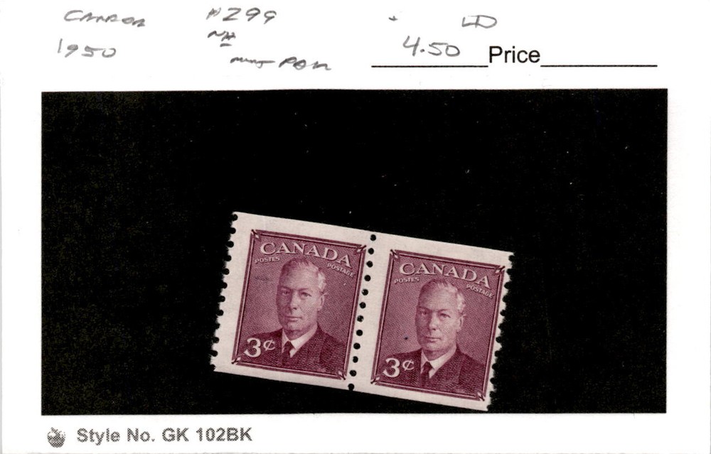 Canada, Postage Stamp, #299 Pair Mint NH, 1950 King George (AD)