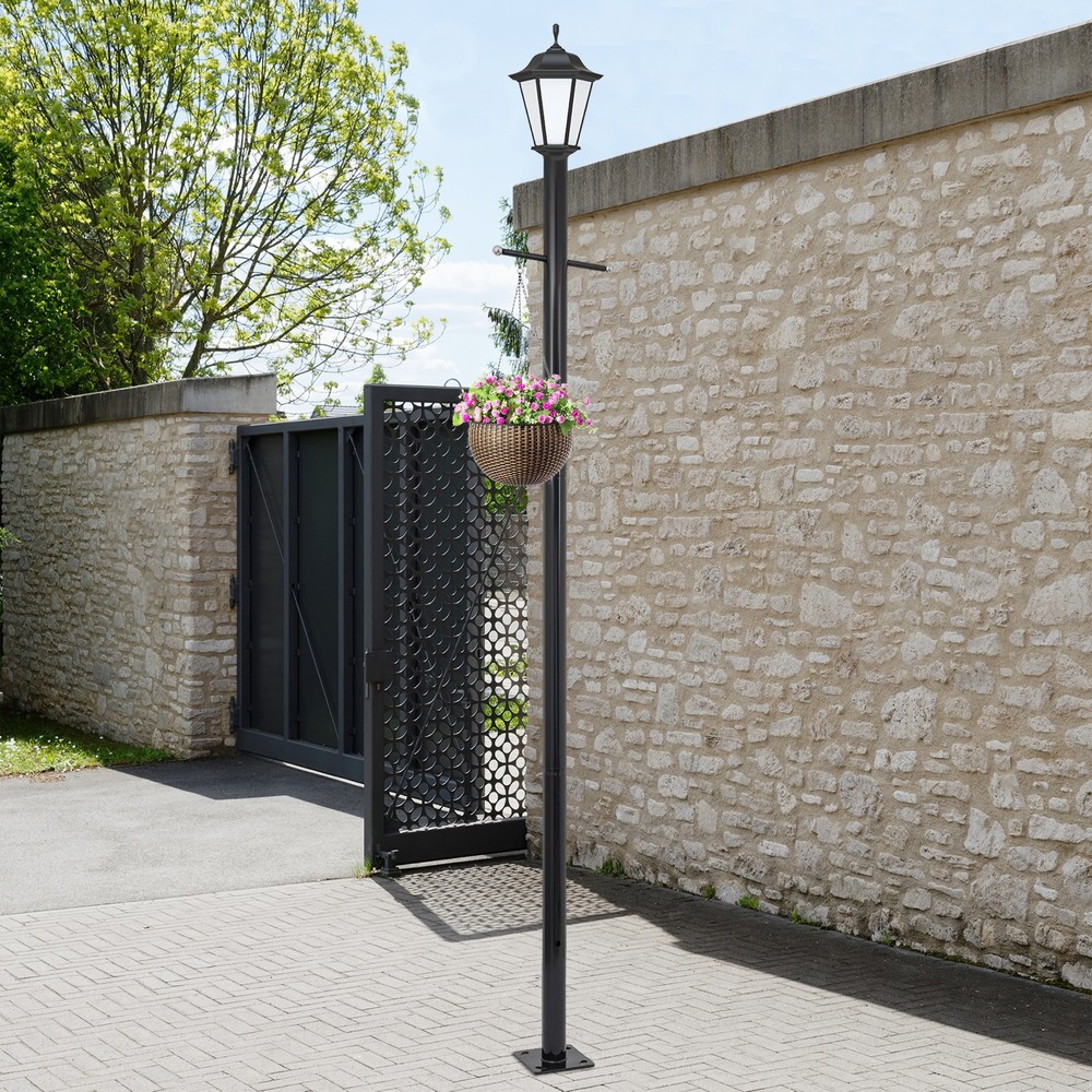 3m/9.84ft Split Street Light Pole, Outdoor Lamp Post, Black Pathway Lamp Post