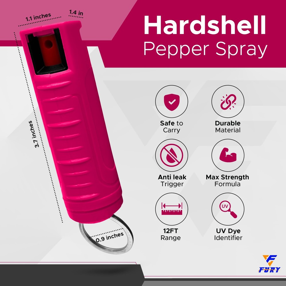 Hardshell Pepper Spray - 12Ft Range, Max Strength, UV Dye Identifier, Anti-Le...