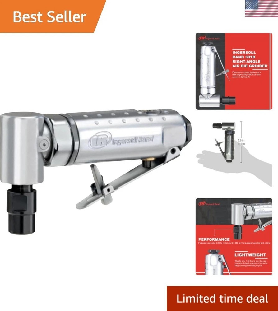 Compact Air-Powered Die Grinder - 1/4" Right Angle, 1.02 lbs for Tight Spaces