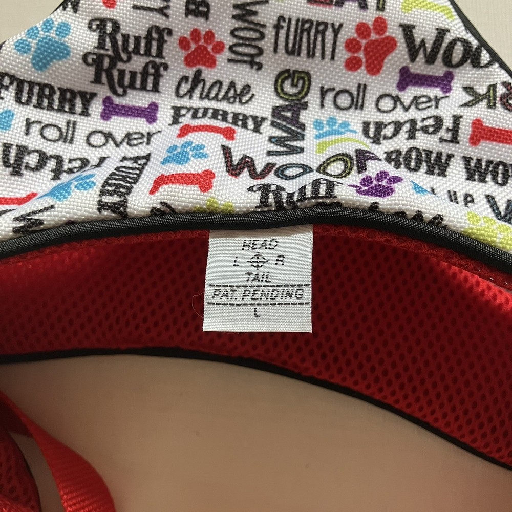 TOP PAW Active Mesh Harness NWT SZ Large White Multi Text Print Girth 28" - 36"