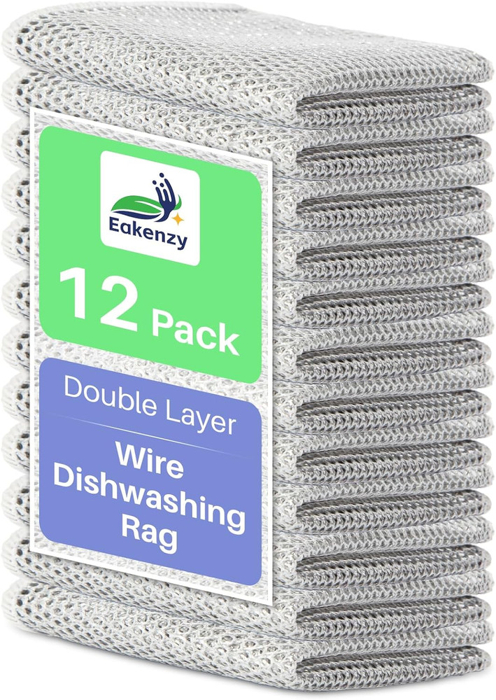 12 Pack Steel Wool Scrubber, Double Layer Non-Scratch Wire Dishcloth