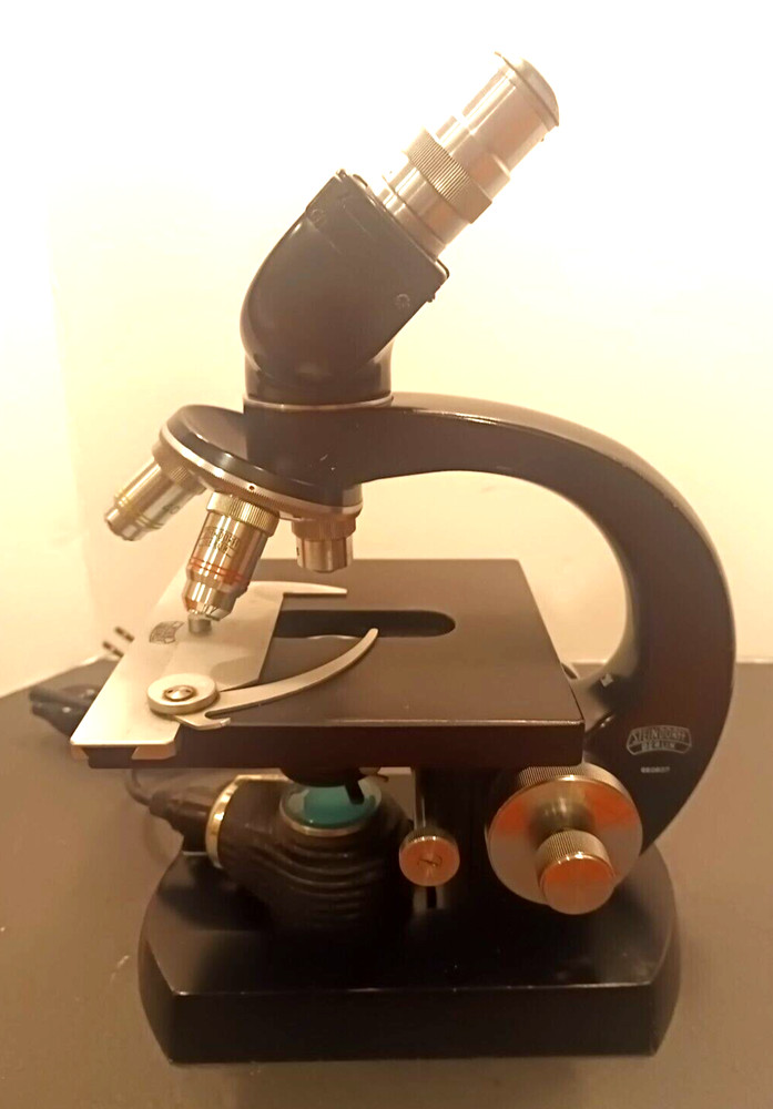 Steindorff Berlin Binocular Microscope w Wooden Case 4 Objectives Original