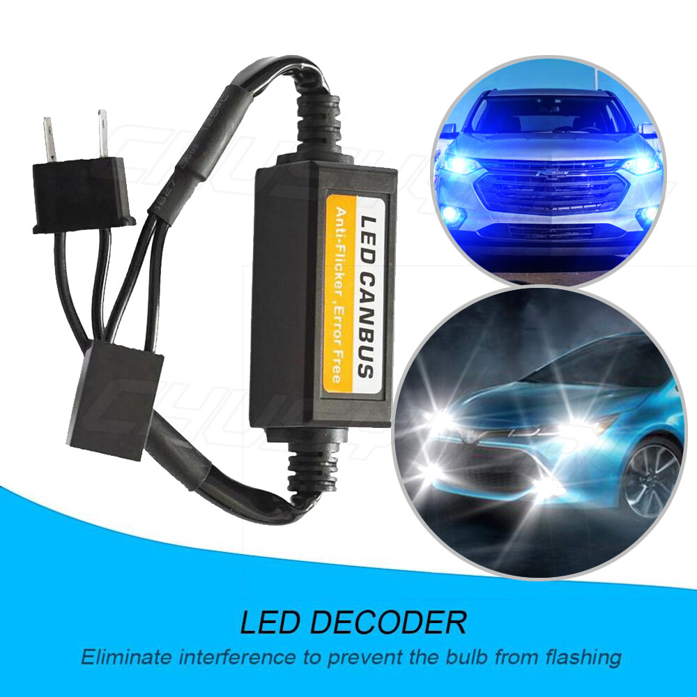 2pcs Error Free Canbus Decoder Wiring Kit For H7 LED Bulb Daytime Running Light
