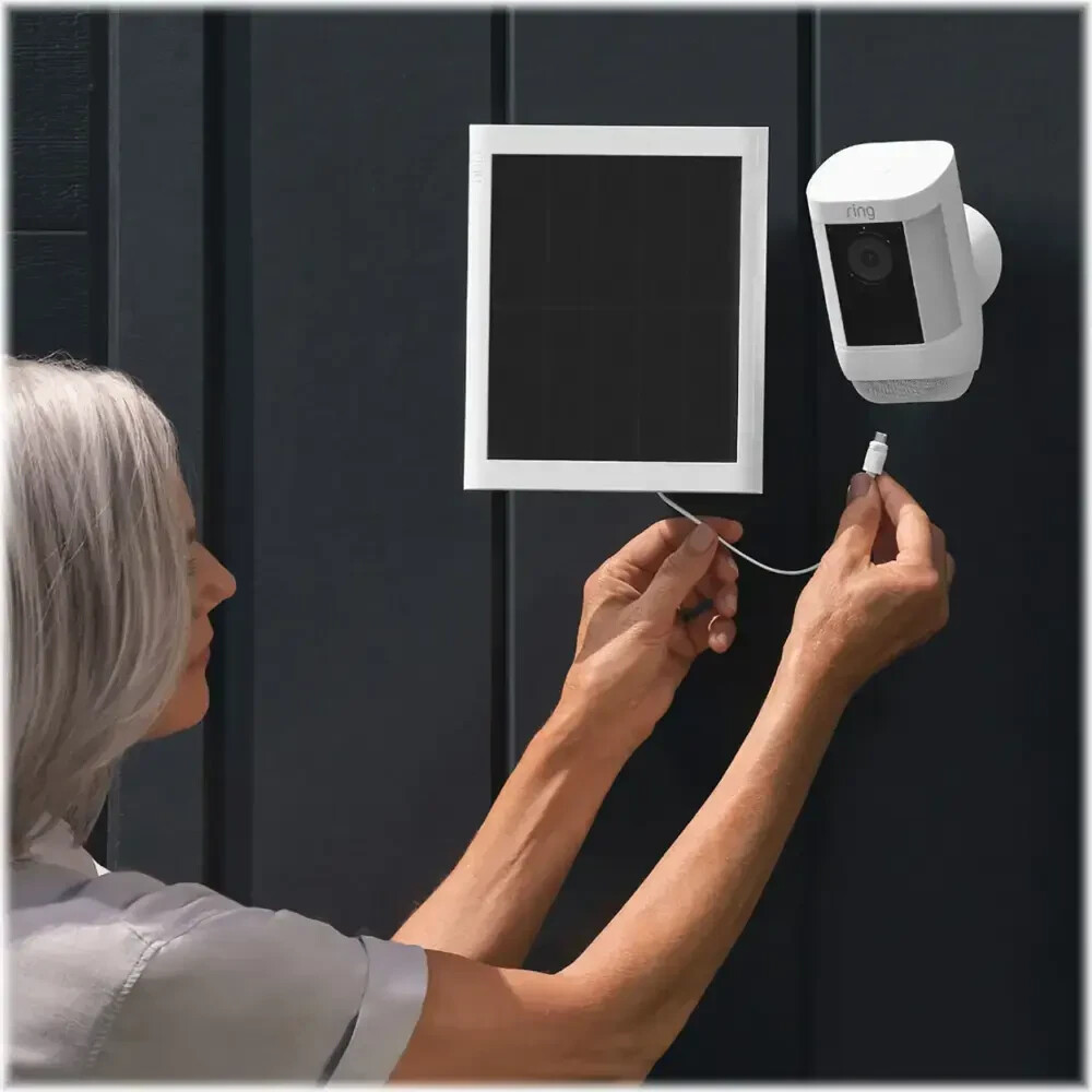 Ring Spotlight Cam Plus Wireless Battery Security Camera with Solar Panel Black