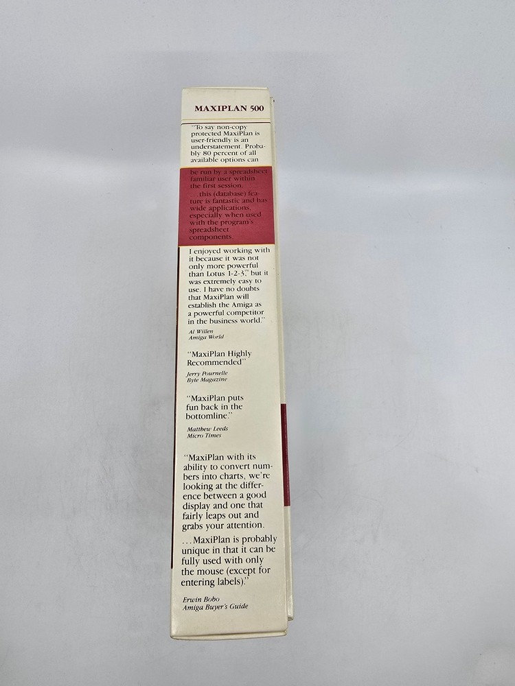 Vintage Amiga MaxiPlan 500 Spreadsheet Software CIB Complete Oxxi Aegis 2 Disk