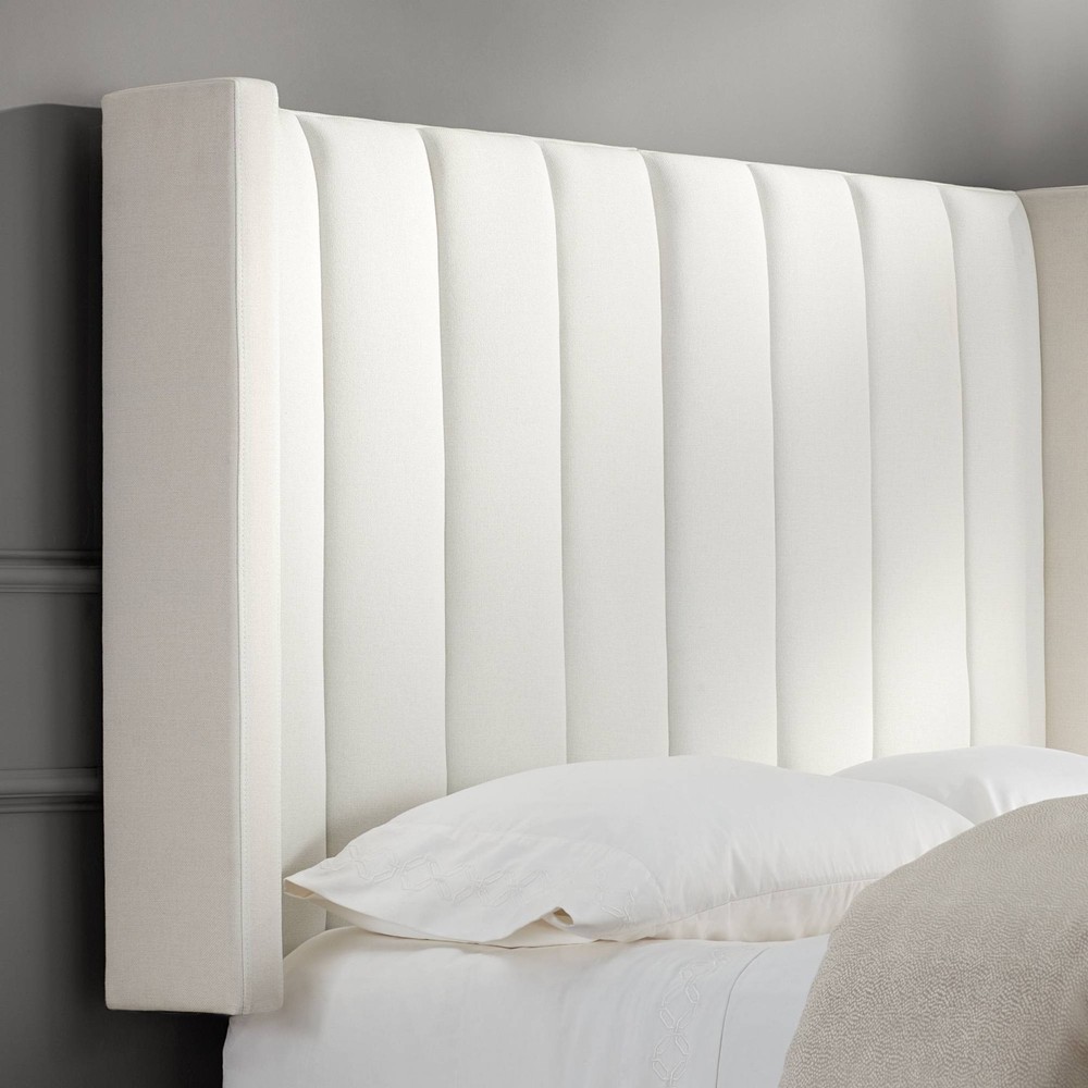 Trent Channel Tufted White Fabric Queen Hanging Headboard