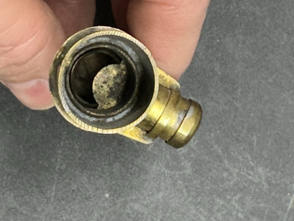 Vintage Solid Brass Irish Bag Shot Black Powder Flask Spout Muzzleloading