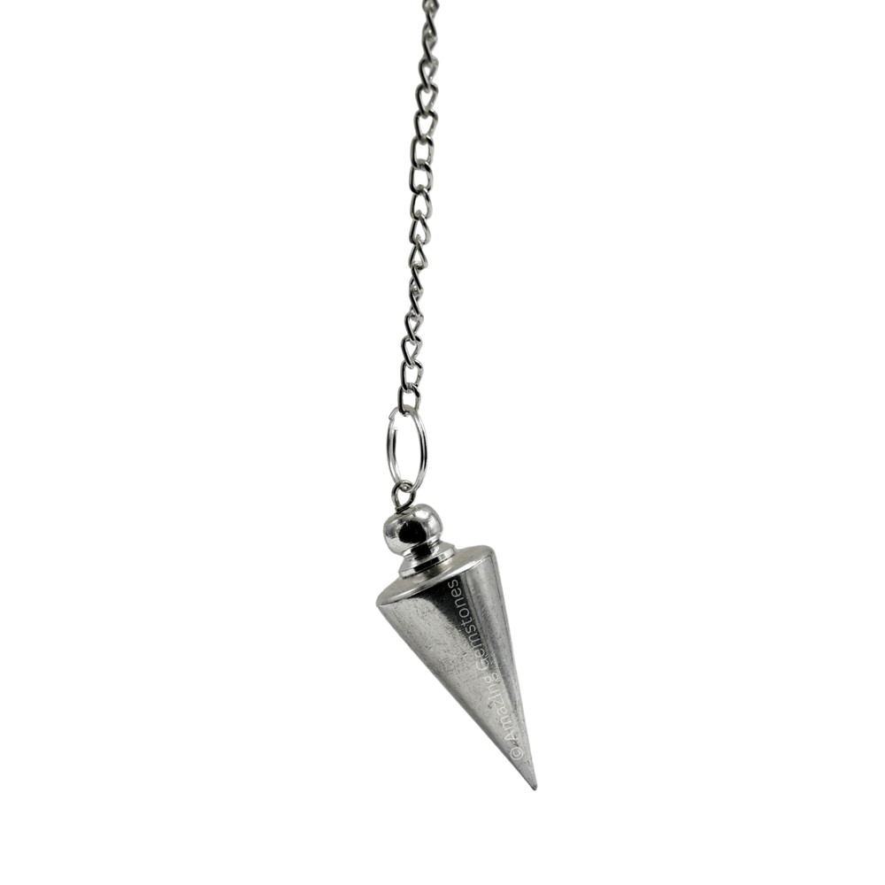 Metal Silver Flat Cone Steel Copper Pendulum for Divination