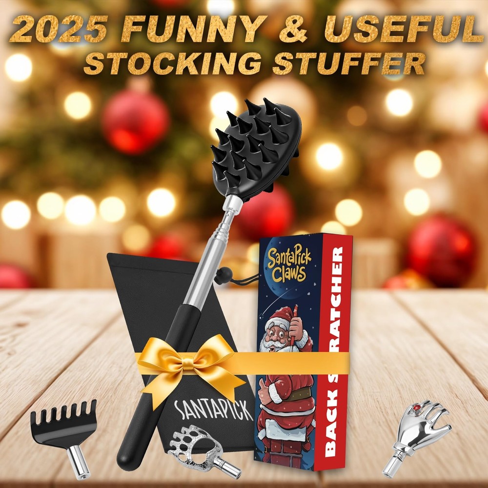 Telescoping Back Scratcher Extendable with 4PCS Detachable Scratching Heads, ...