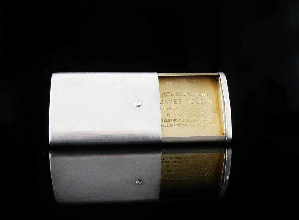 Sterling Silver Slide Action Vesta Case (Advertising Bookmakers) Birmingham 1925