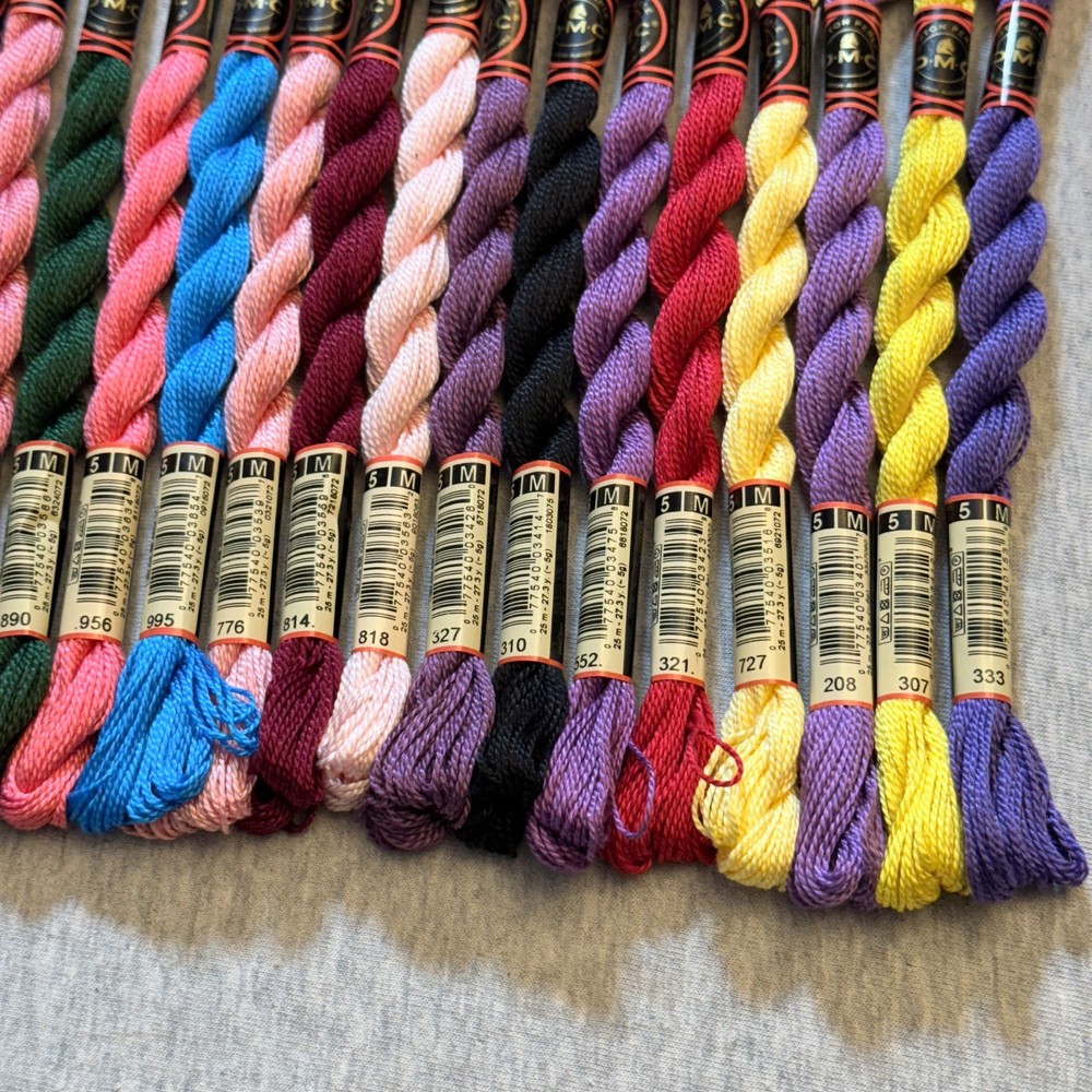 20 DMC Coton Perle Size 5 Thread 100% Cotton Assorted Colors No Repeats