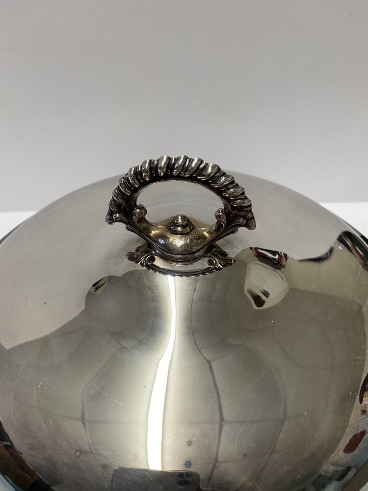 Vintage Silver Plate Round Covered Casserole Serving Bowl & Lid without Insert