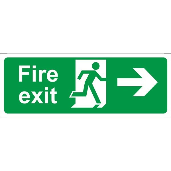 CASTLE PROMOTIONS Fire Exit Arrow Right - Self Adhesive Vinyl - 150mm x 400mm SS