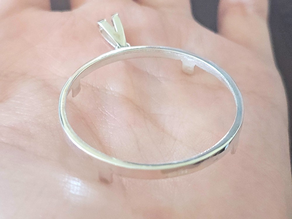 925 Sterling Silver Prong Back Simple Bezel for 36mm Coins