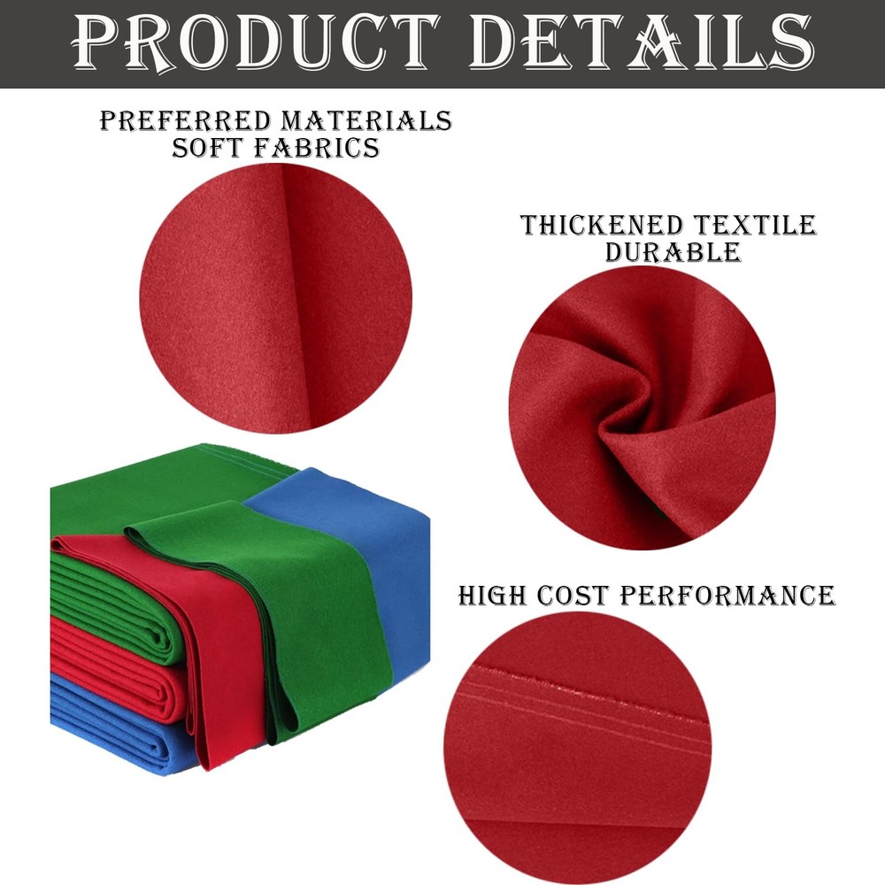 8' Pool Table Felt w/ 6 Cloth Strips, Pre Cut Billiard Red