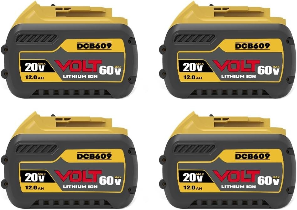 4-Pack 12Ah 20V/60V MAX Replacement for DEWALT Battery Lithiumion DCB612 DCB606