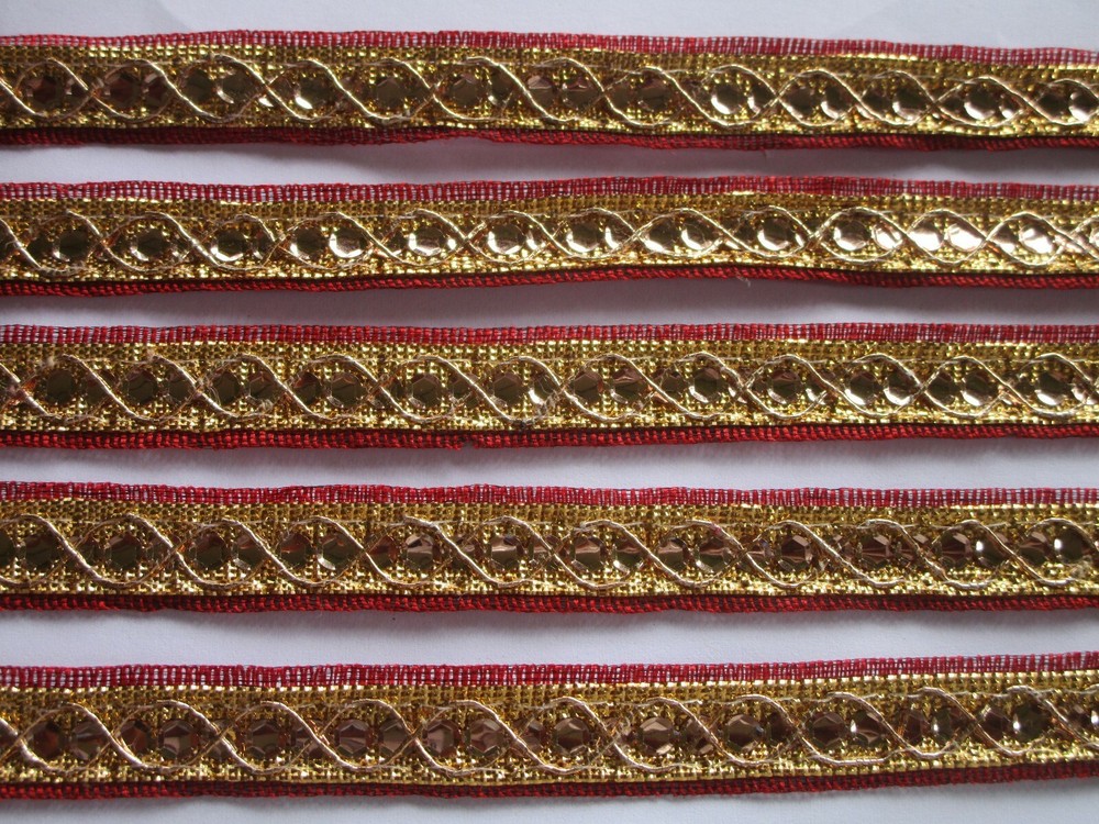 Trims Sharp Nichtelastisch Gold Wine Red 1.2cm Wide N