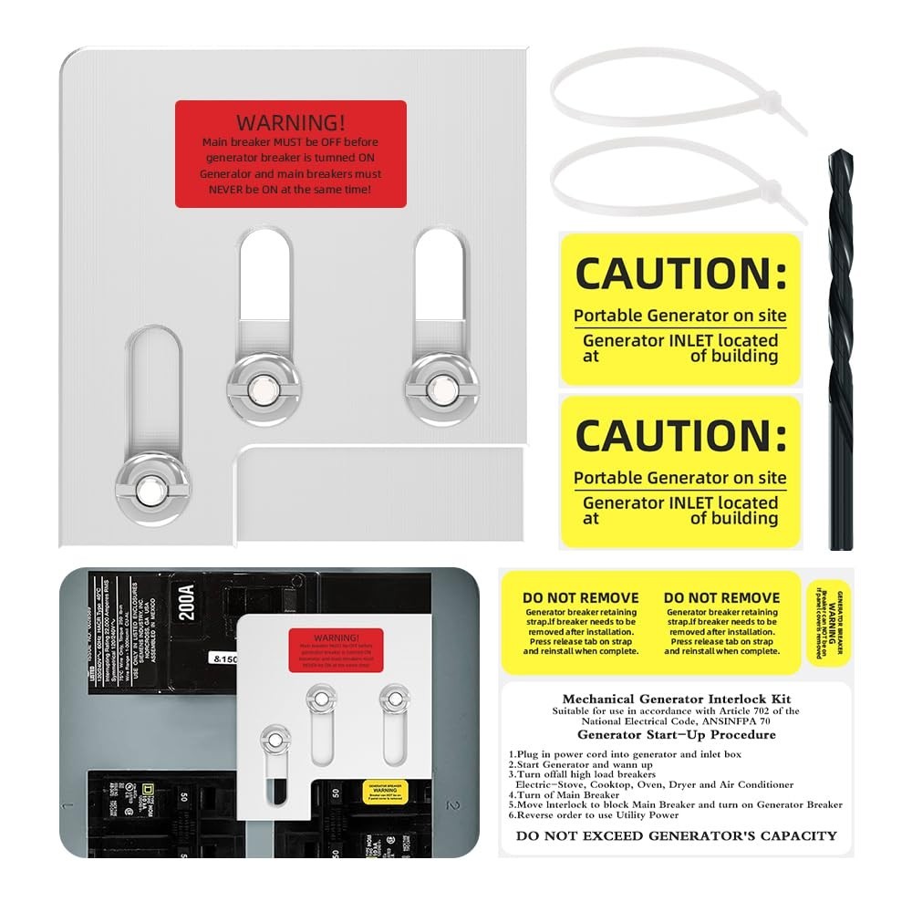 Square D & Homeline Compatible 200 Amp Generator Interlock Kit - Easy Install
