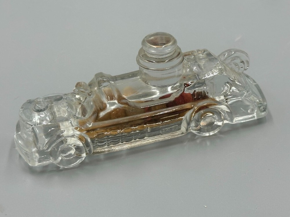 1940s Sealed FIRE ENGINE Miniature VICTORY Glass CANDY CONTAINER Vintage E&A 213