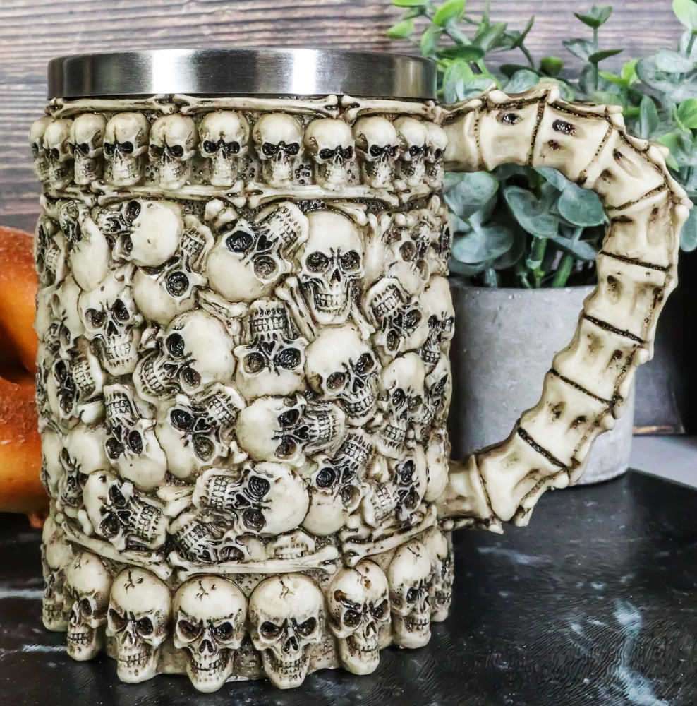 Large Ossuary Skull Bone Graveyard Beer Stein Tankard Coffee Cup Drink Mug 14oz